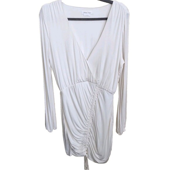 Lovers & Friends Jet Dress in White NWOT Size M Mini Long Sleeve Ruched Revolve - Picture 3 of 12